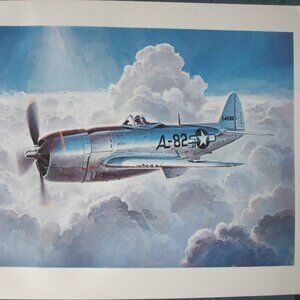 Keith Farris Aviation 9" x 11" Bookplate Print - A-82 cloudy skies